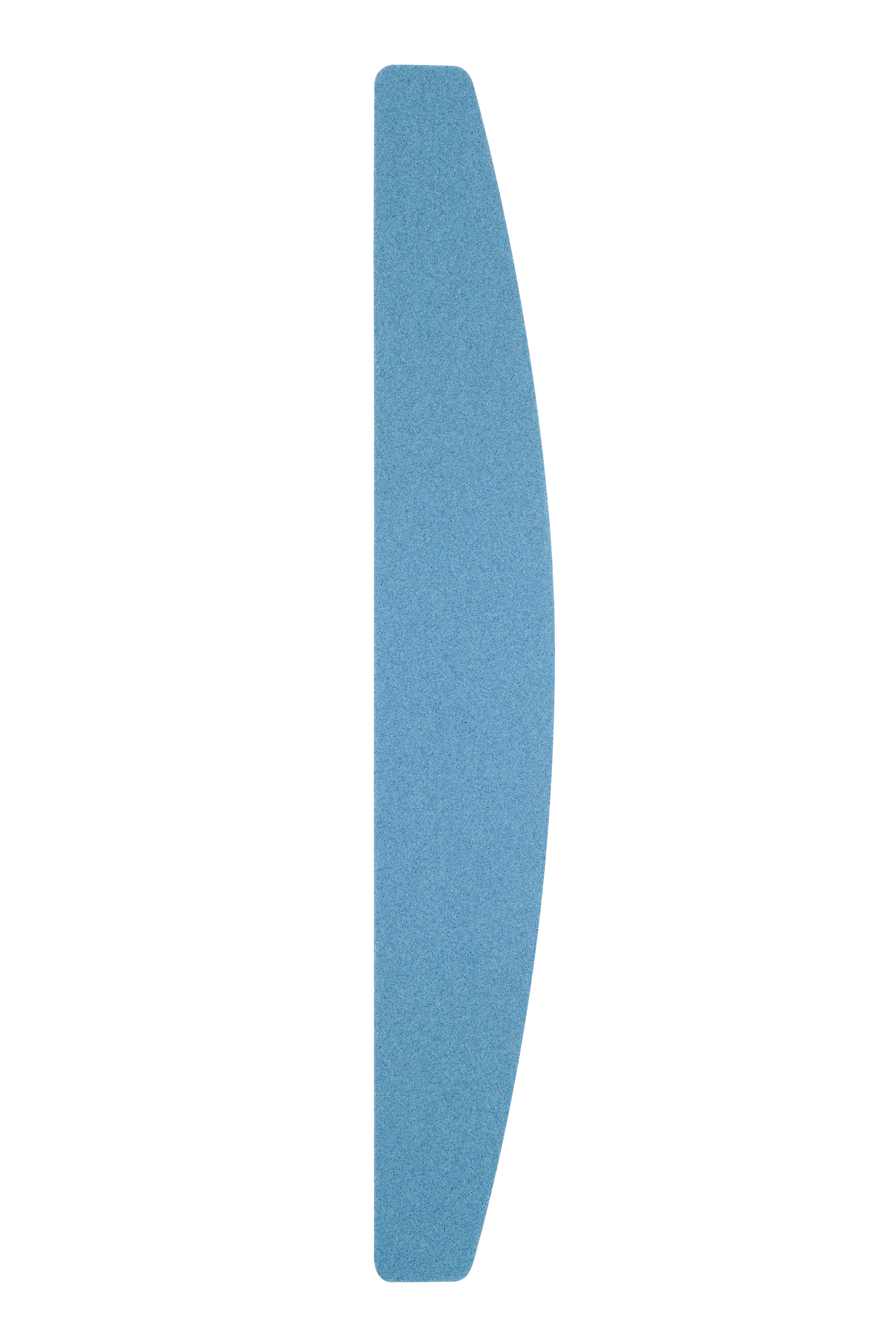 A blue and white STALEKS PRO Disposable files for crescent nail file (soft base) 30 pcs EXCLUSIVE 40 sculpture with a sleek, smooth surface and minimalist design, coated in abrasive grit, isolated on a black background.