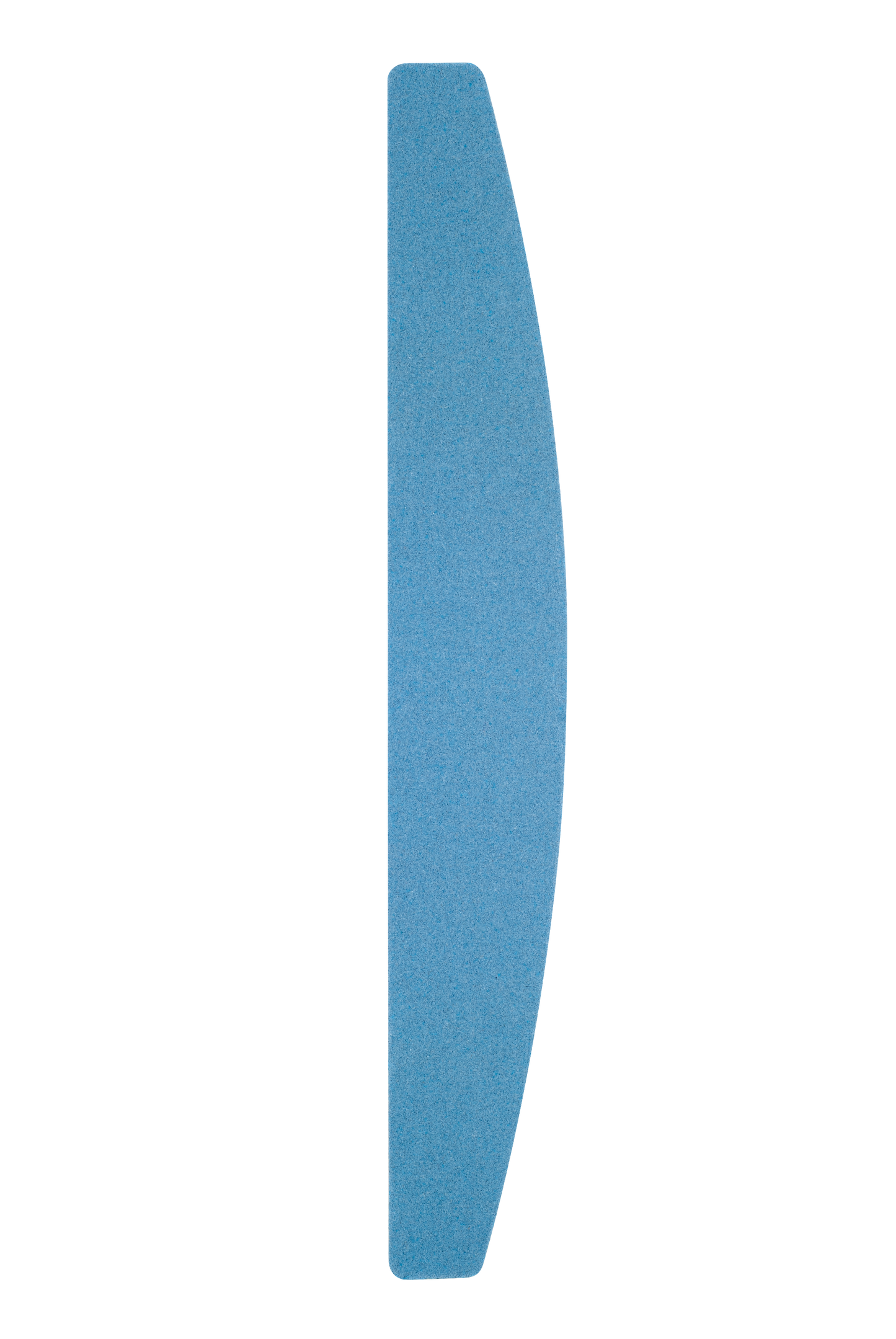 A minimalistic image featuring a curved blue shape on a white background, creating a sharp contrast and a sense of simplicity with an abrasive grit texture using Staleks STALEKS PRO Disposable files for crescent nail file (soft base) 30 pcs EXCLUSIVE 40.