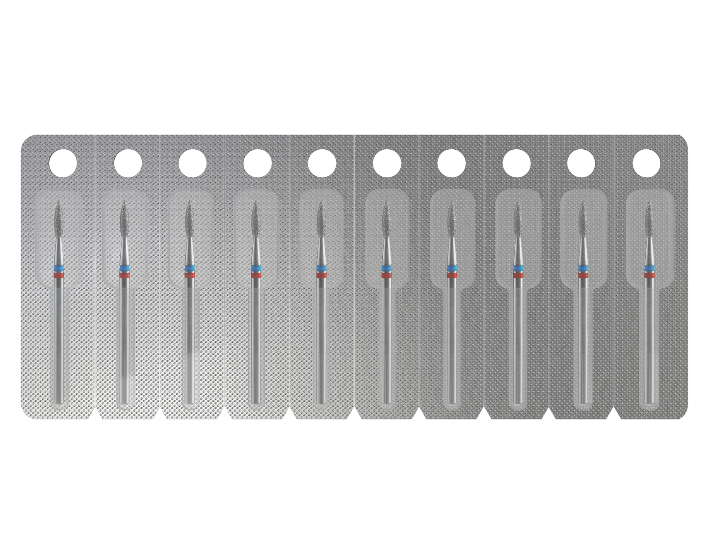 The Staleks PRO Diamond Nail Drill Bit DUO Cone EXPERT (2.5 mm head, 8 mm working part) is individually packaged for precision and hygiene—perfect for hardware manicure or pedicure procedures.