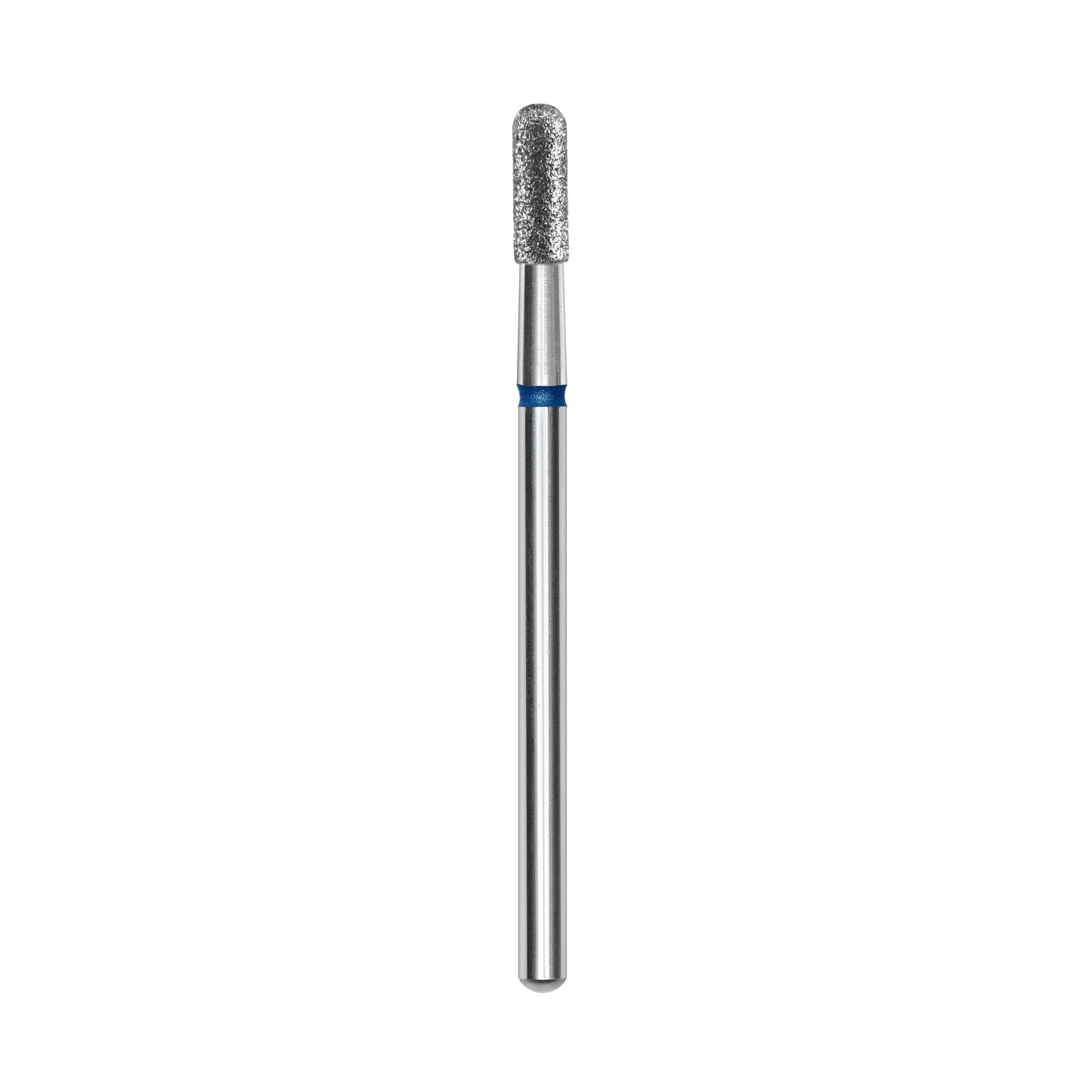The STALEKS PRO Diamond Nail Drill Bit (Rounded Cylinder) by Staleks, with a 2.3 mm head and 6.5 mm working part, is a hardware manicure tool ideal for polishing nails against a bold black background.