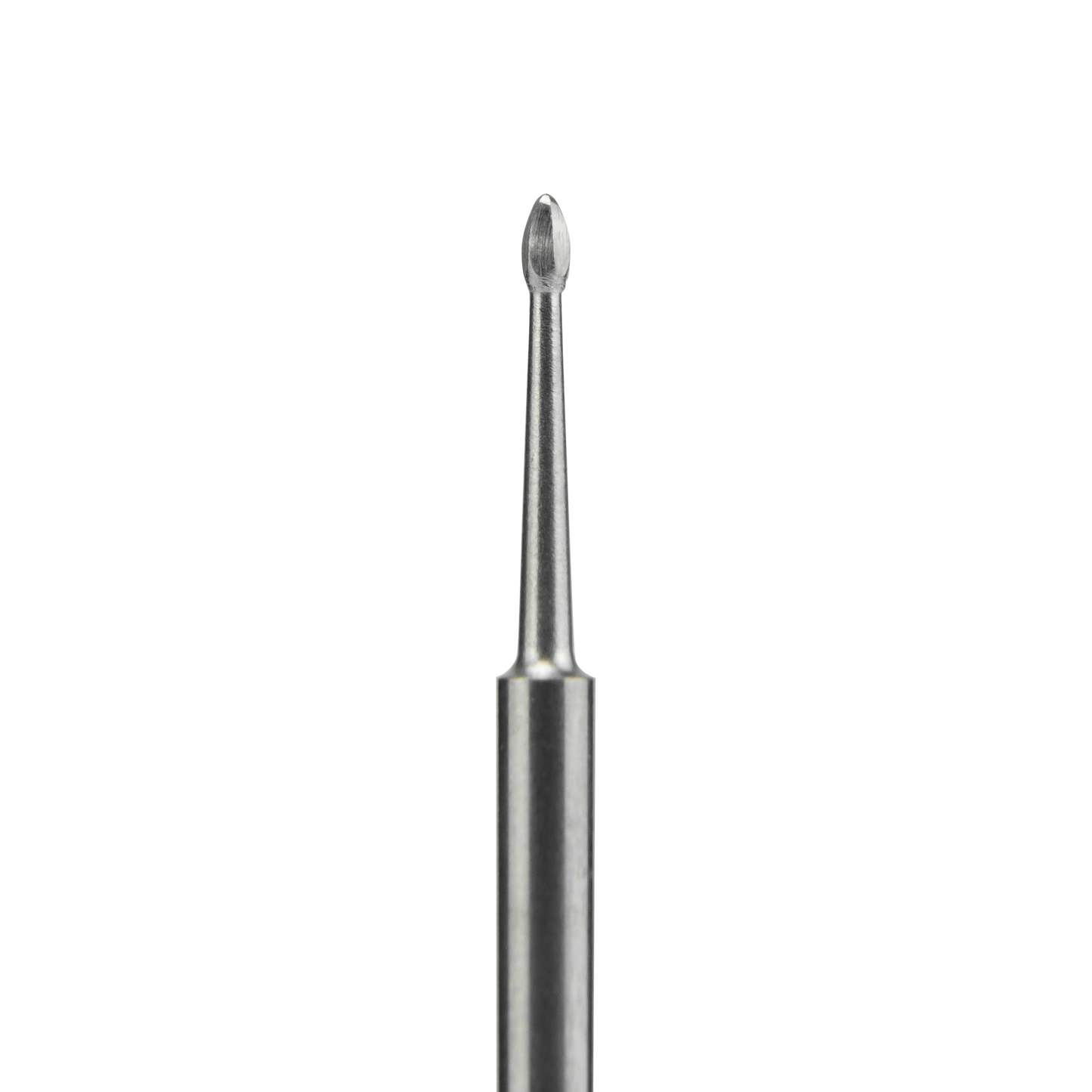 The STALEKS PRO Carbide Nail Drill Bit Nail Cleaner Mini by Staleks features a 1.2 mm head diameter and 2.5 mm working part, shown close-up with a smooth, metallic surface against a solid black background.