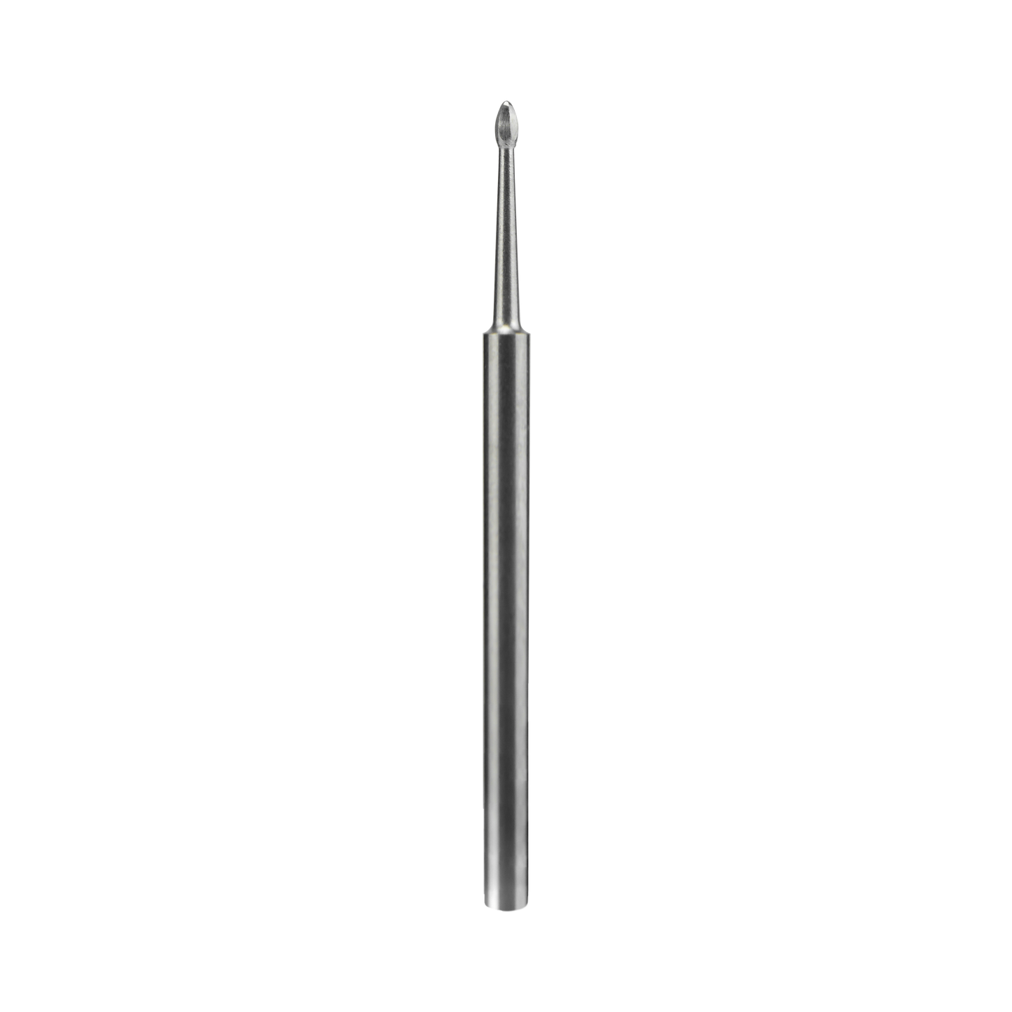 A close-up of the Staleks STALEKS PRO Carbide Nail Drill Bit Nail Cleaner Mini EXPERT, featuring a 1.2 mm head and 2.5 mm working part, ideal for precise pterygium removal, set against a black background.