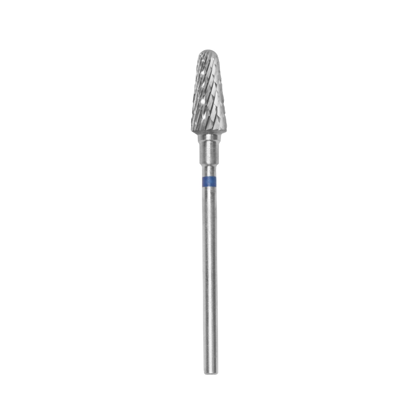 The STALEKS PRO Carbide Nail Drill Bit Frustum Blue by Staleks features a 6 mm head and 14 mm working part, ideal for hardware manicures or artificial nail removal, shown against a white background.