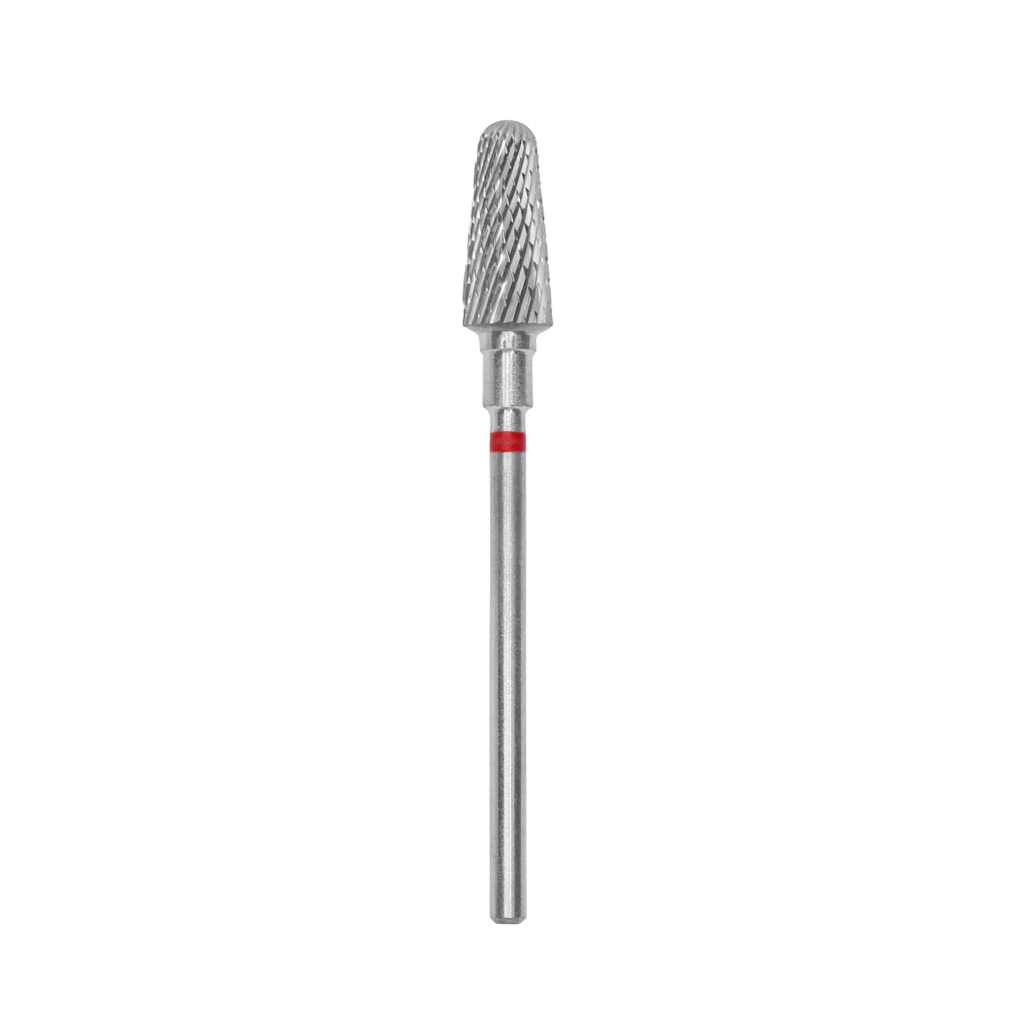 The Staleks STALEKS PRO Carbide Nail Drill Bit Frustum Red EXPERT features a 6 mm tapered, textured head and a 14 mm working part—perfect for artificial nail correction.