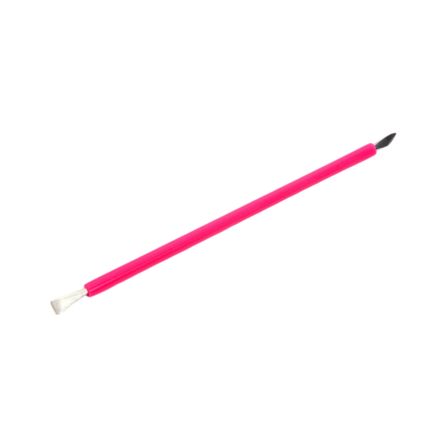 The ISIS CUTELARIA Spatula, featuring a stainless steel flat and sharp pusher with a pink silicone cover, is displayed against a white background.