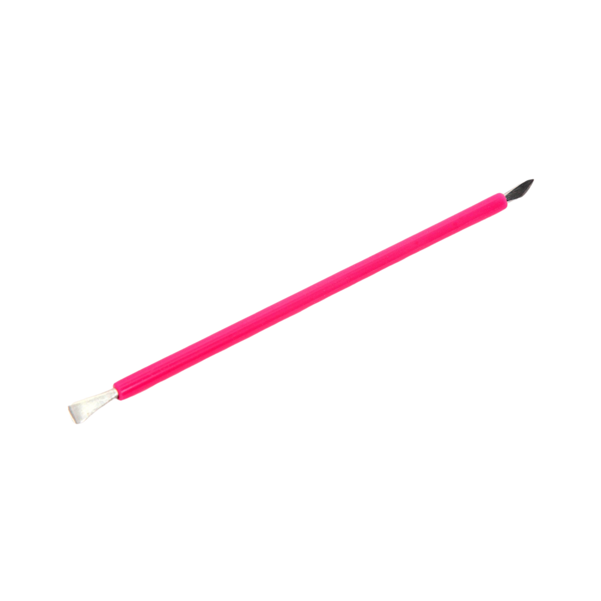 The ISIS CUTELARIA Spatula, featuring a stainless steel flat and sharp pusher with a pink silicone cover, is displayed against a white background.