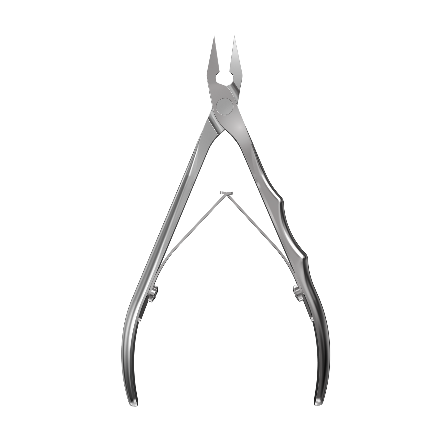 The STALEKS PRO Professional Nippers For Ingrown Toenails EXPERT 61 12 mm by Staleks feature sharp, pointed stainless steel jaws and curved handles, ideal for ingrown nails, shown against a black background.