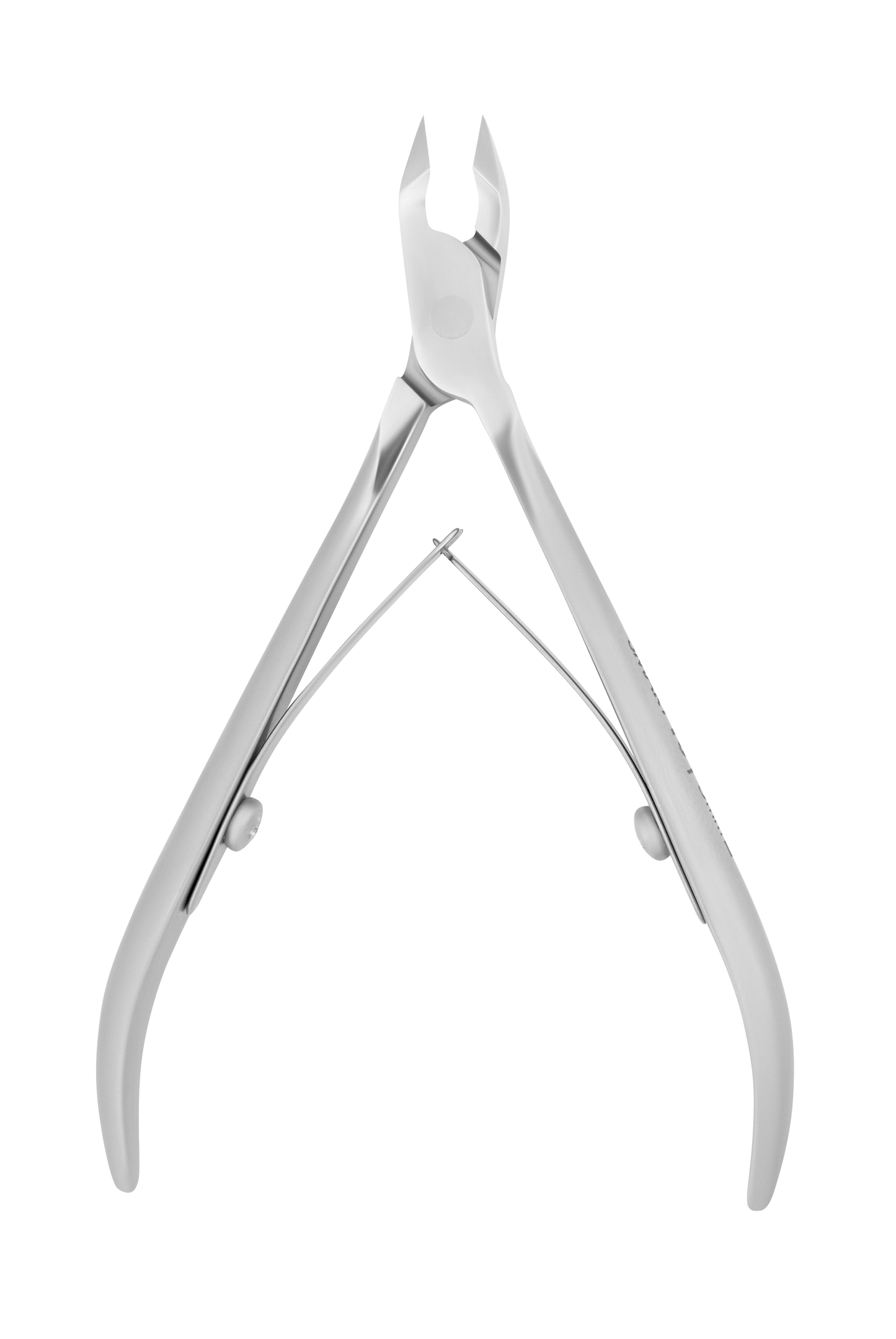 The STALEKS PRO Professional cuticle nippers SMART 10 5 mm by Staleks are showcased against a black background, highlighting their shiny stainless steel construction. These nippers feature sharp, curved blades and ergonomic handles designed for precise trimming of cuticles, making them ideal for professionals. Expertly manually sharpened to ensure lasting performance, these nippers are perfect for achieving precision cutting.