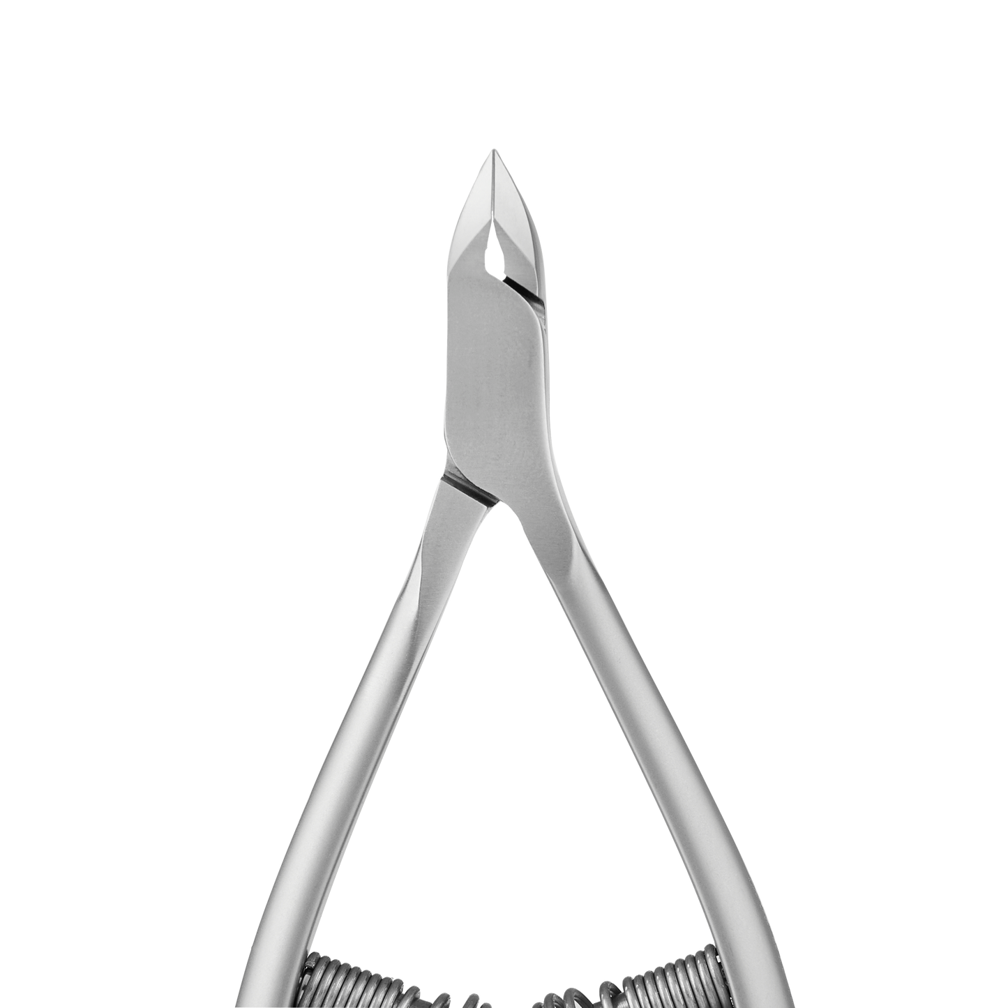 A pair of Staleks PRO Professional cuticle nippers 7 mm jaw SMART 30, opened and viewed from the side against a transparent background.