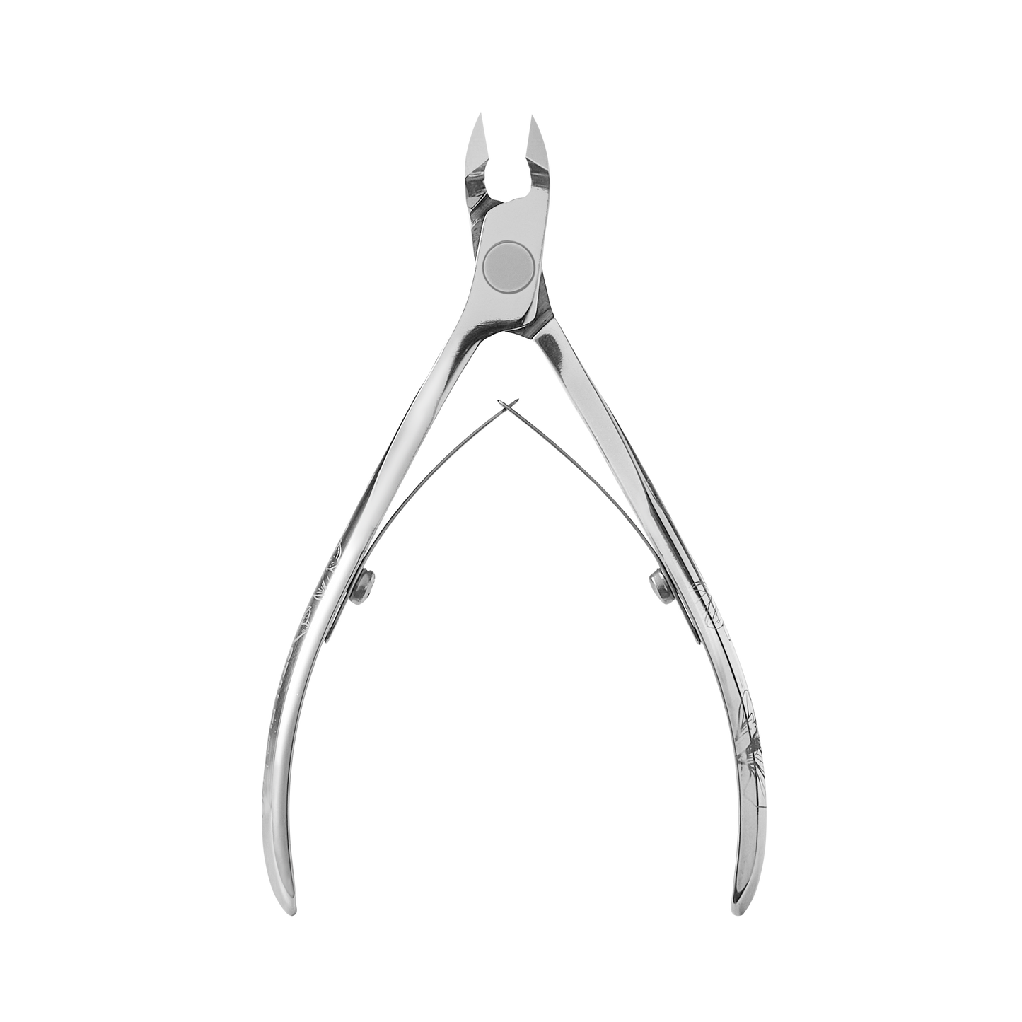 A Staleks Professional cuticle nipper with 5 mm jaw (magnolia) EXCLUSIVE 20, open and viewed from the front, isolated on a white background.