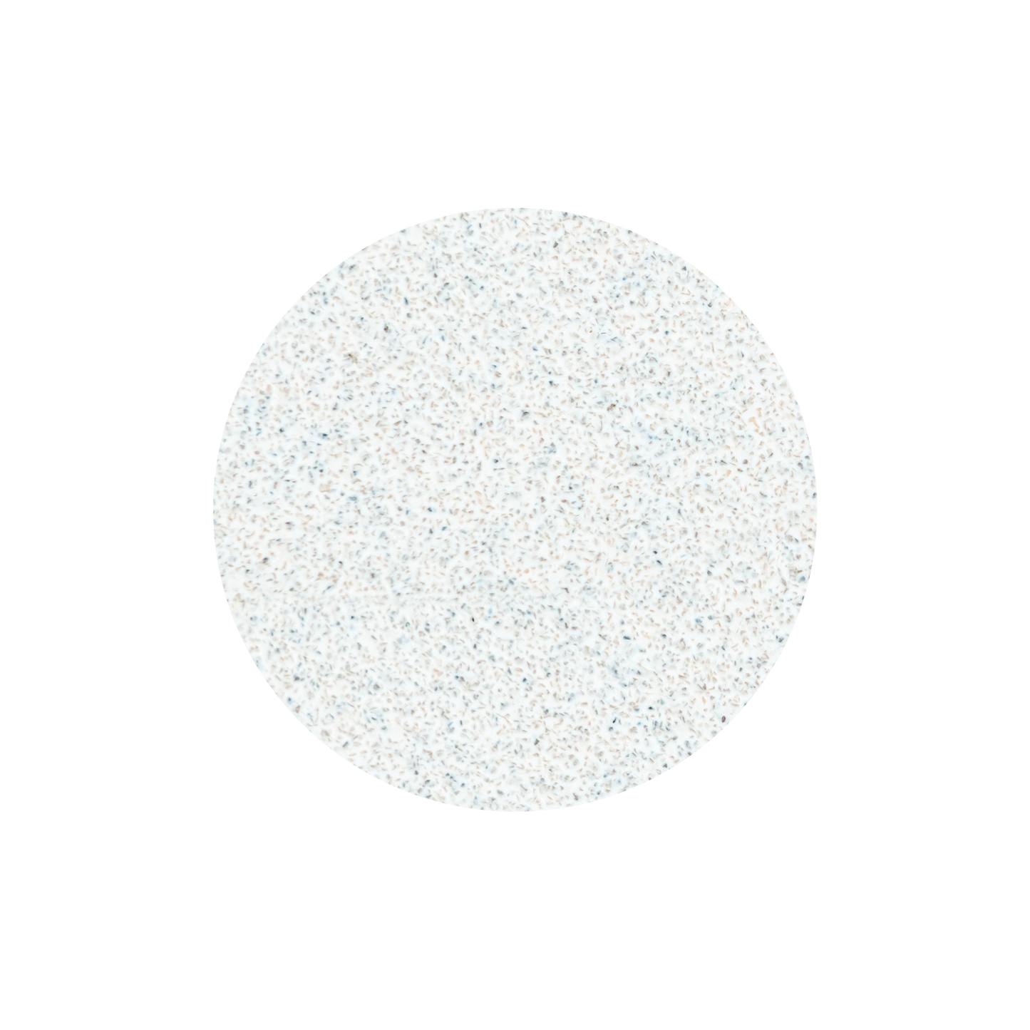 A white, round STALEKS PRO Disposable File for Pedicure Disc PODODISC L EXPERT (25mm) with blue and light brown speckles is shown against a solid black background. Pack contains 50 pieces. Brand: Staleks.