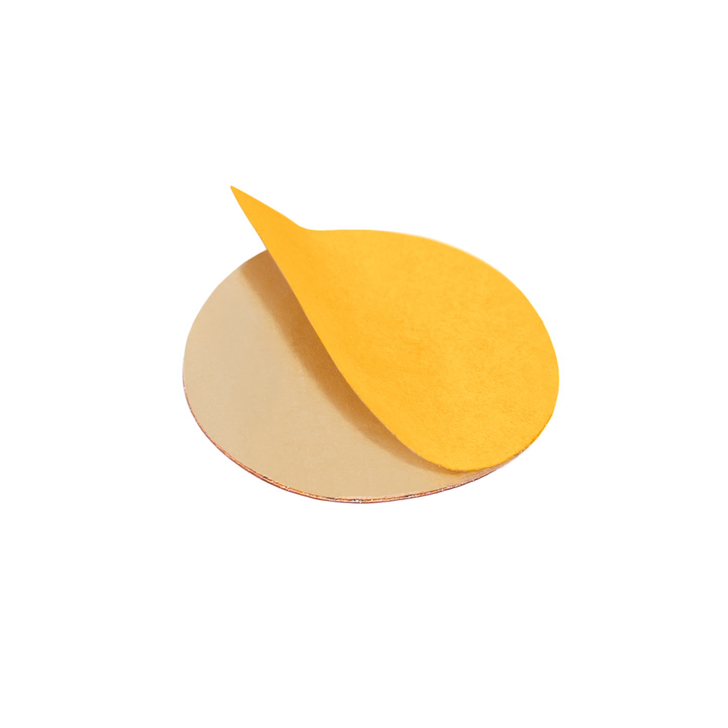 A round yellow STALEKS PRO Disposable file for pedicure disc PODODISC L EXPERT (25mm) by Staleks, with an edge peeled back to show the adhesive underside, is displayed against a plain white background.