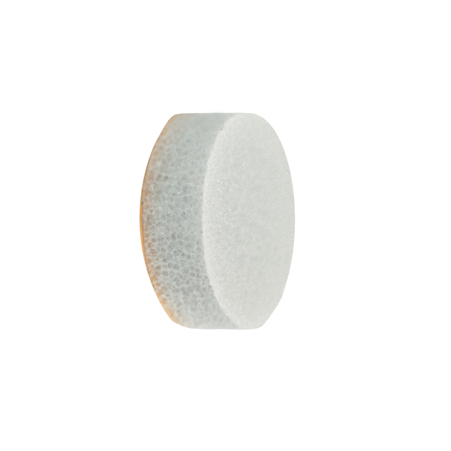 A single white, round, textured STALEKS PRO Disposable Sponge File for the PODODISC S EXPERT 15 (25 pcs) by Staleks is shown against a black background, resembling the surface of a pedicure file used for smooth feet.