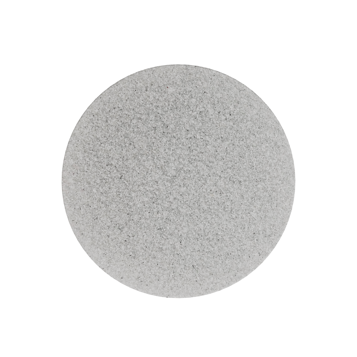 A perfectly round, flat STALEKS PRO Disposable File-Sponge for Pedicure Disc PODODISC M EXPERT 20 (25 pcs) by Staleks in light gray, with a smooth, slightly speckled abrasive surface, is centered on a solid black background.