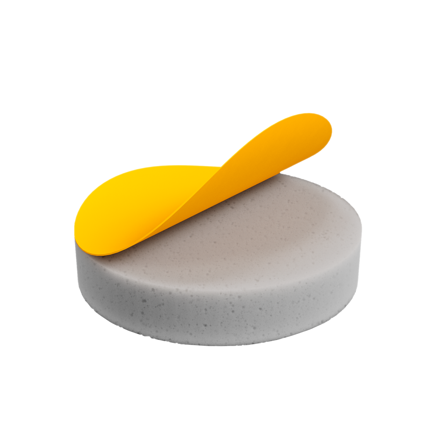 The STALEKS PRO Disposable Files-Sponges For Pedicure Disc PODODISC M EXPERT 20 by Staleks features gray, round pedicure discs with a thin, bright yellow sheet partially peeled back, displayed against a black background. (25 pcs per pack).