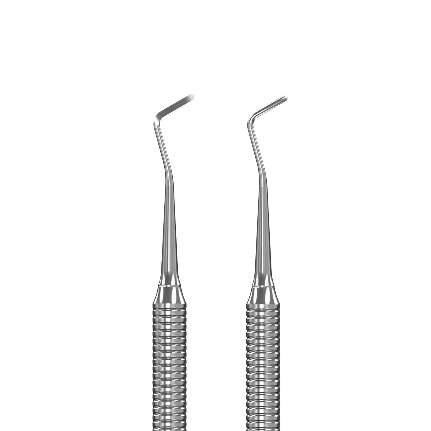 The STALEKS PRO Pedicure Curette EXPERT 20 TYPE 2 by Staleks is a double-ended stainless steel tool with textured handles and angled tips, shown upright on a transparent background—ideal for precise ingrown nail care.