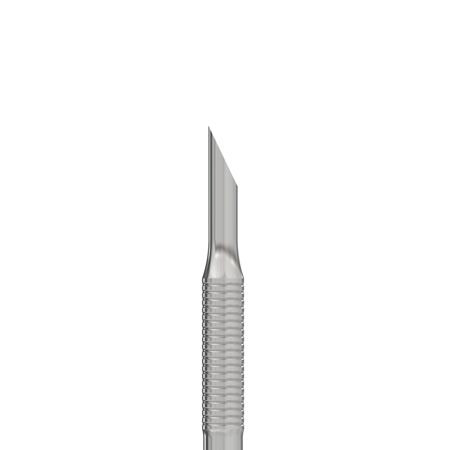 A close-up of the Staleks STALEKS PRO Manicure Pusher EXPERT 51 TYPE 2, featuring a beveled and loop pusher with a textured handle, ideal for precision manicure tasks like cuticle removal, isolated on white background.