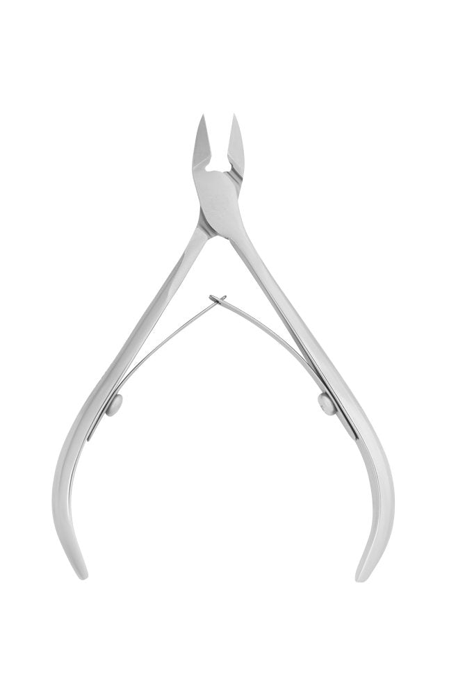 The STALEKS PRO Cuticle Nippers by Staleks offer sharp 11 mm jaws and a double spring handle for precision. With a sleek stainless steel finish, these nippers are ideal for professional or personal grooming, set against a white background.