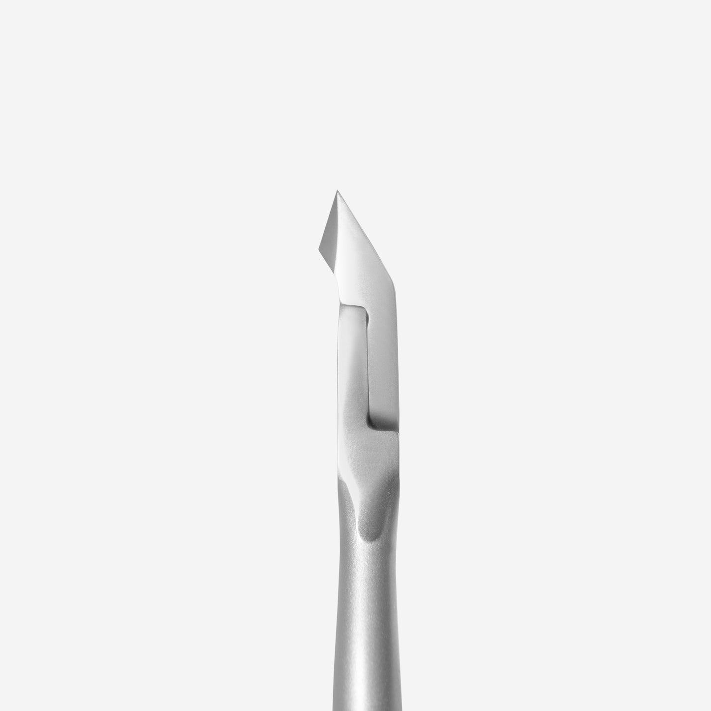 Close-up of a STALEKS PRO Professional cuticle nipper, specifically the SMART 80 model with a 7 mm size, featuring a stainless steel construction and showcasing its curved, sharp-edged blade against a plain white background.
