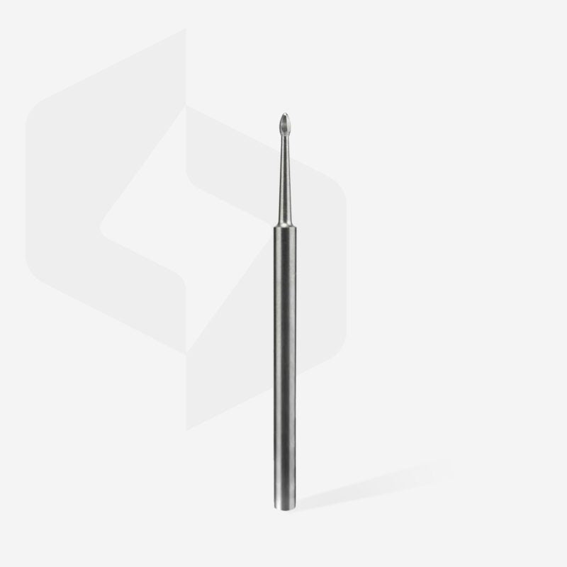 The Staleks PRO Carbide Nail Drill Bit Nail Cleaner Mini EXPERT (1.2 mm head, 2.5 mm working part) stands upright against a plain white background.