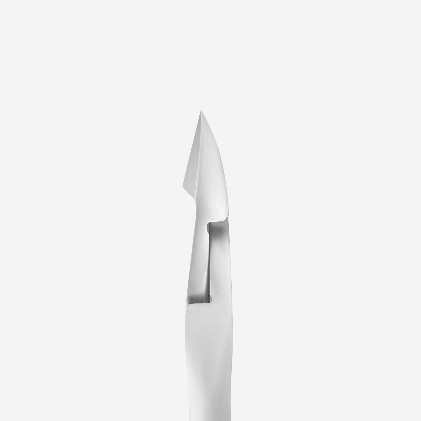 Close-up of the sleek, modern STALEKS PRO Cuticle Nippers by Staleks, featuring an 11 mm long jaw with a minimalist design and precise edge, set against a plain white background.