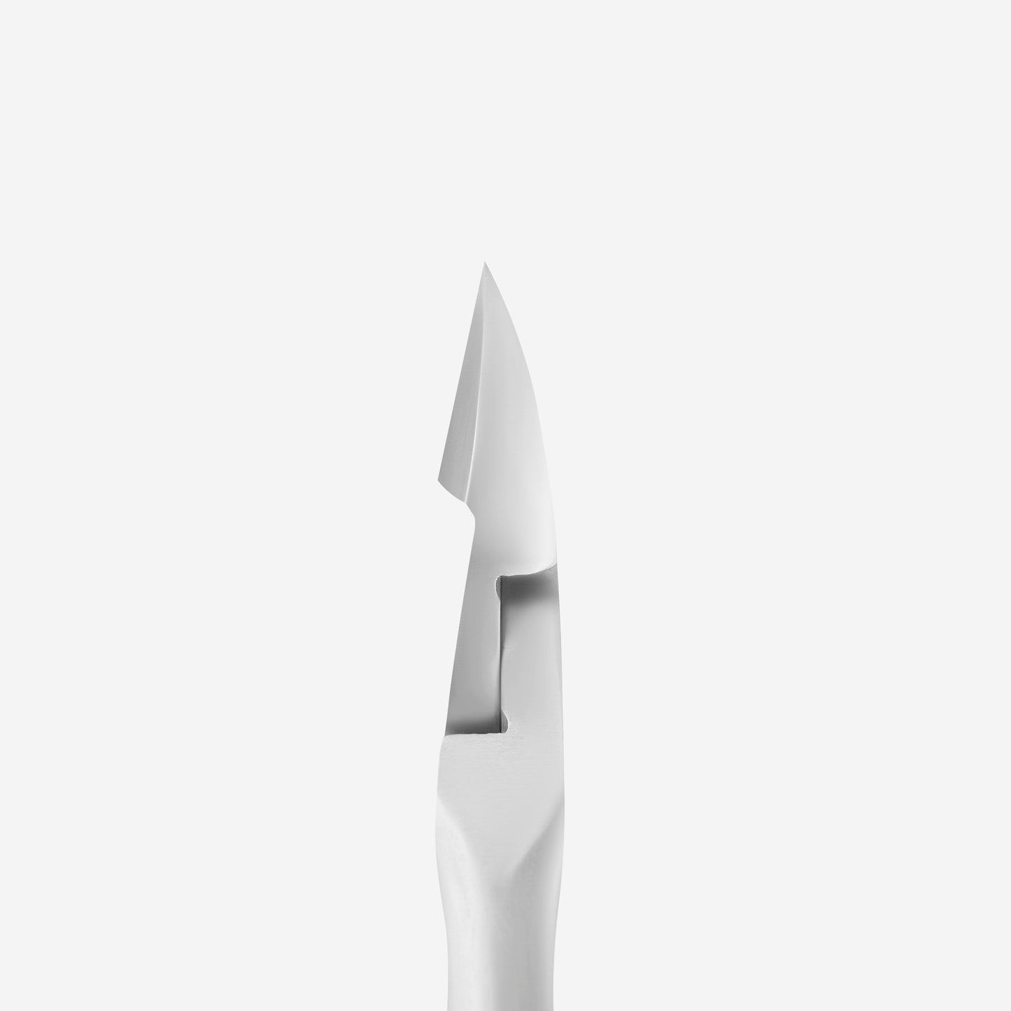 Close-up of the STALEKS PRO Cuticle Nippers from Staleks with a 14 mm long curved jaw, crafted from medical-grade stainless steel and featuring diamond-sharpened precision, set against a plain white background.