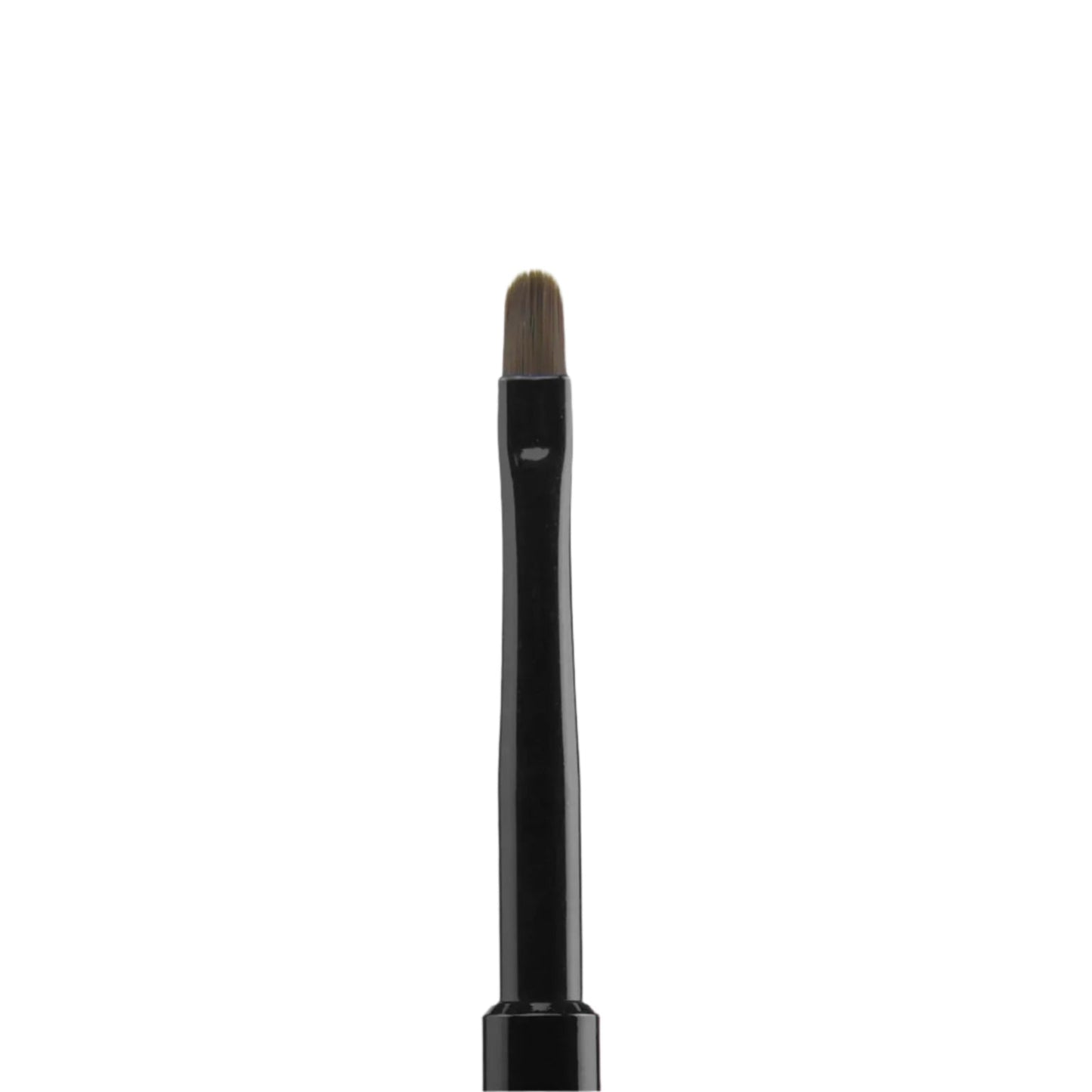 A close-up of the Staleks STALEKS PRO Brush For Gel EXPERT (4 mm width/7 mm length) with a black handle, short rounded synthetic bristles, and aluminium ferrule, shown against a plain white background.