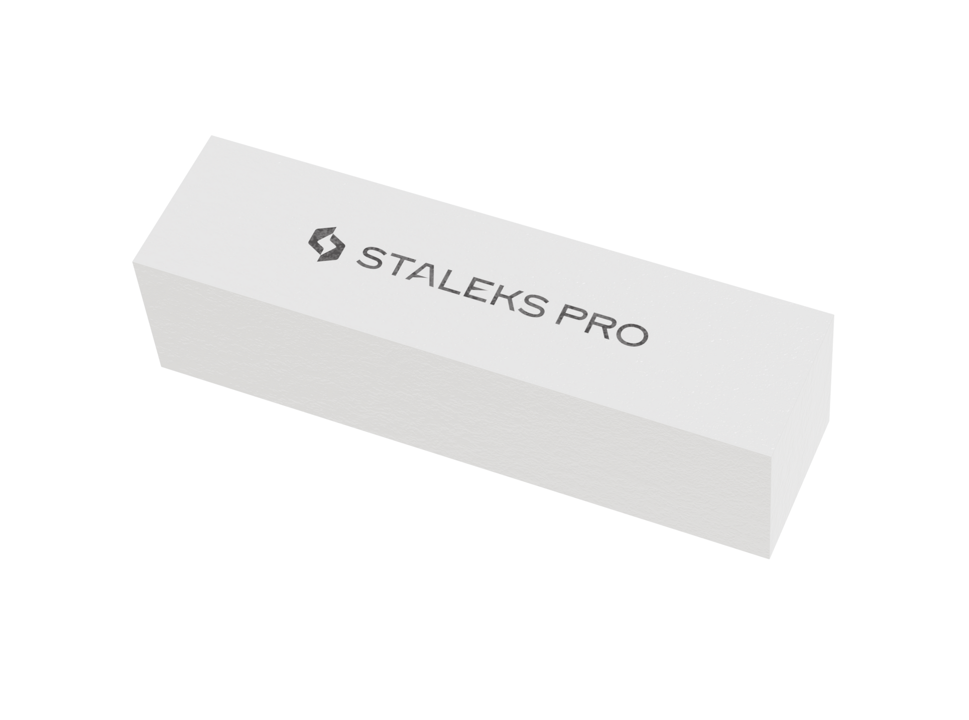 The STALEKS PRO Grinding Buff Rectangular EXPERT 51 150 grit (10 pcs) is a white rectangular nail buffer, ideal for artificial nails and extensions, with "STALEKS PRO" and the Staleks logo on the top.