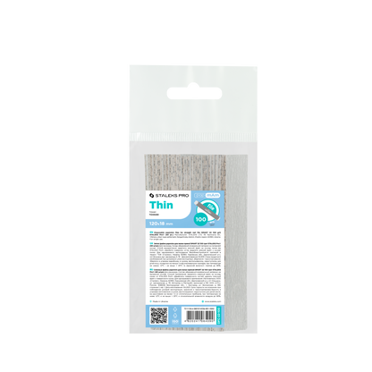 A 50-pack of STALEKS PRO Disposable papmAm files for straight nail file Smart 22, 120/180 grit, with aluminum oxide abrasives, a clear window to view the file, and a blue and white manicure/pedicure label on the front.