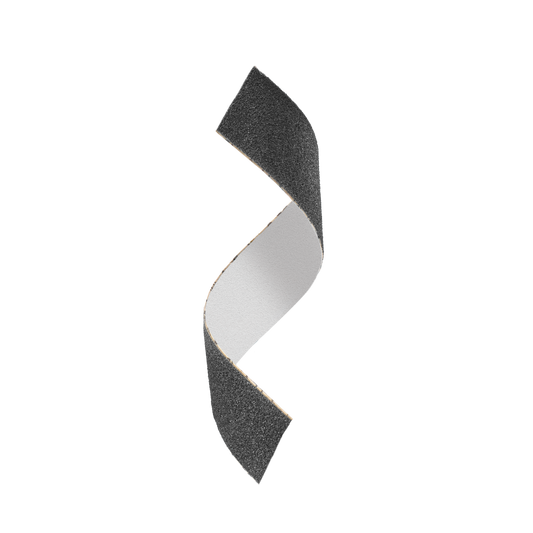 A STALEKS PRO Disposable double-sided file papmAm on a soft base Mix Expert 20 (25 pcs) by Staleks is curled into an S-shape, set against a plain white background, ideal for manicures and pedicures.