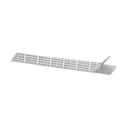 A pack of 30 STALEKS PRO Disposable White Files For Straight Nail File on a Soft Foam Layer EXPERT 20 by Staleks, featuring white rectangular nail files displayed with one partially lifted, set against a solid black background.