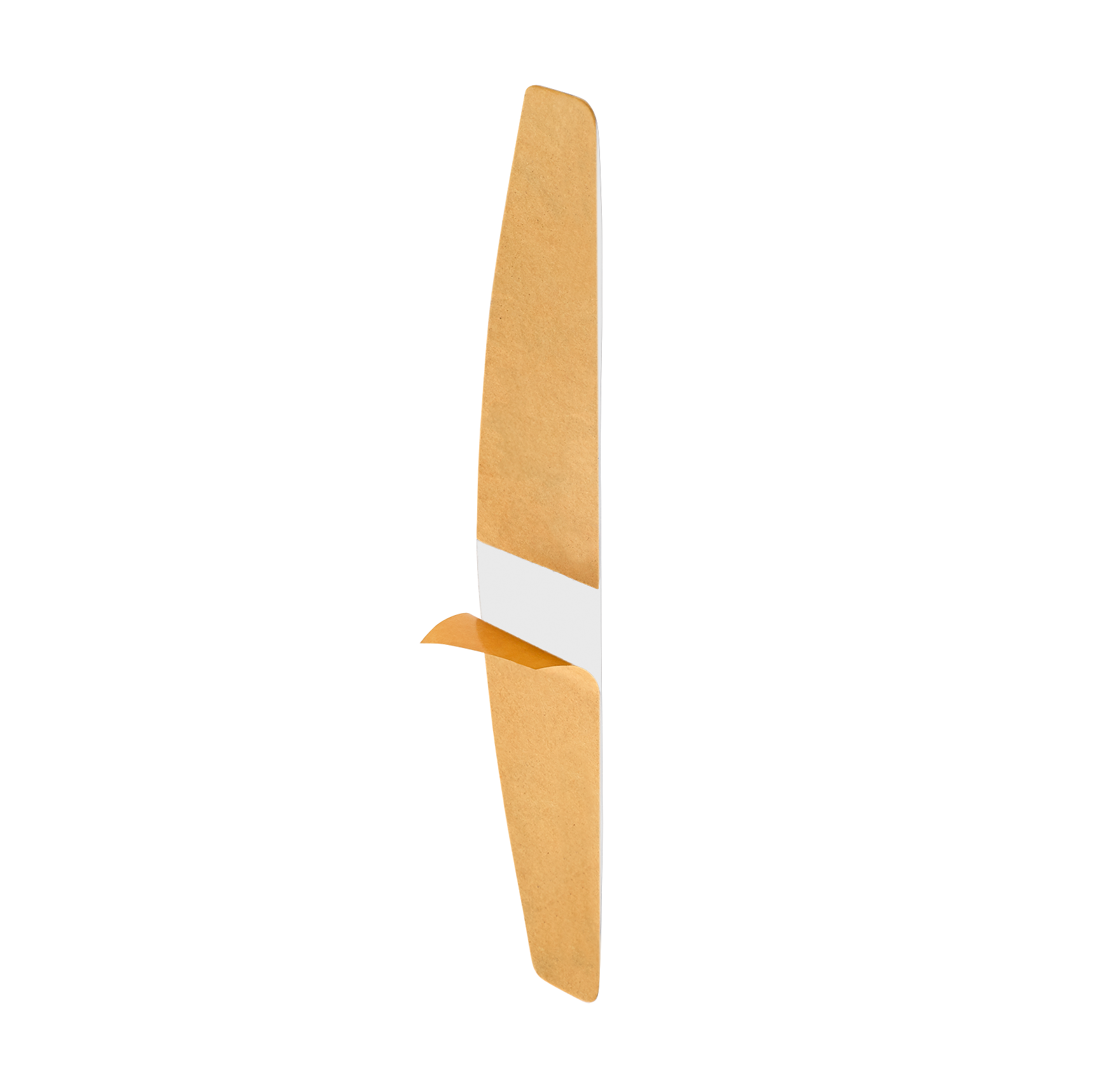 A STALEKS PRO Disposable White File for Crescent Nail File On A Soft Foam Layer (30 pcs) by Staleks is shown vertically, partially peeled from its white backing, resembling a replaceable adhesive file for artificial nails.