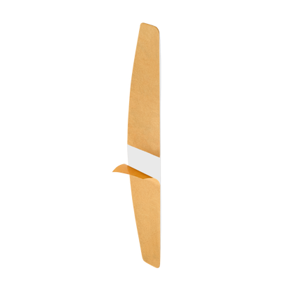 A STALEKS PRO Disposable White File for Crescent Nail File On A Soft Foam Layer (30 pcs) by Staleks is shown vertically, partially peeled from its white backing, resembling a replaceable adhesive file for artificial nails.