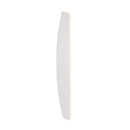 The Staleks PRO Disposable White Files for Crescent Nail File EXPERT 40 (30 pcs) feature a slim, rectangular shape with rounded edges, a soft foam layer, and a 100 grit abrasive surface—ideal for shaping artificial nails.