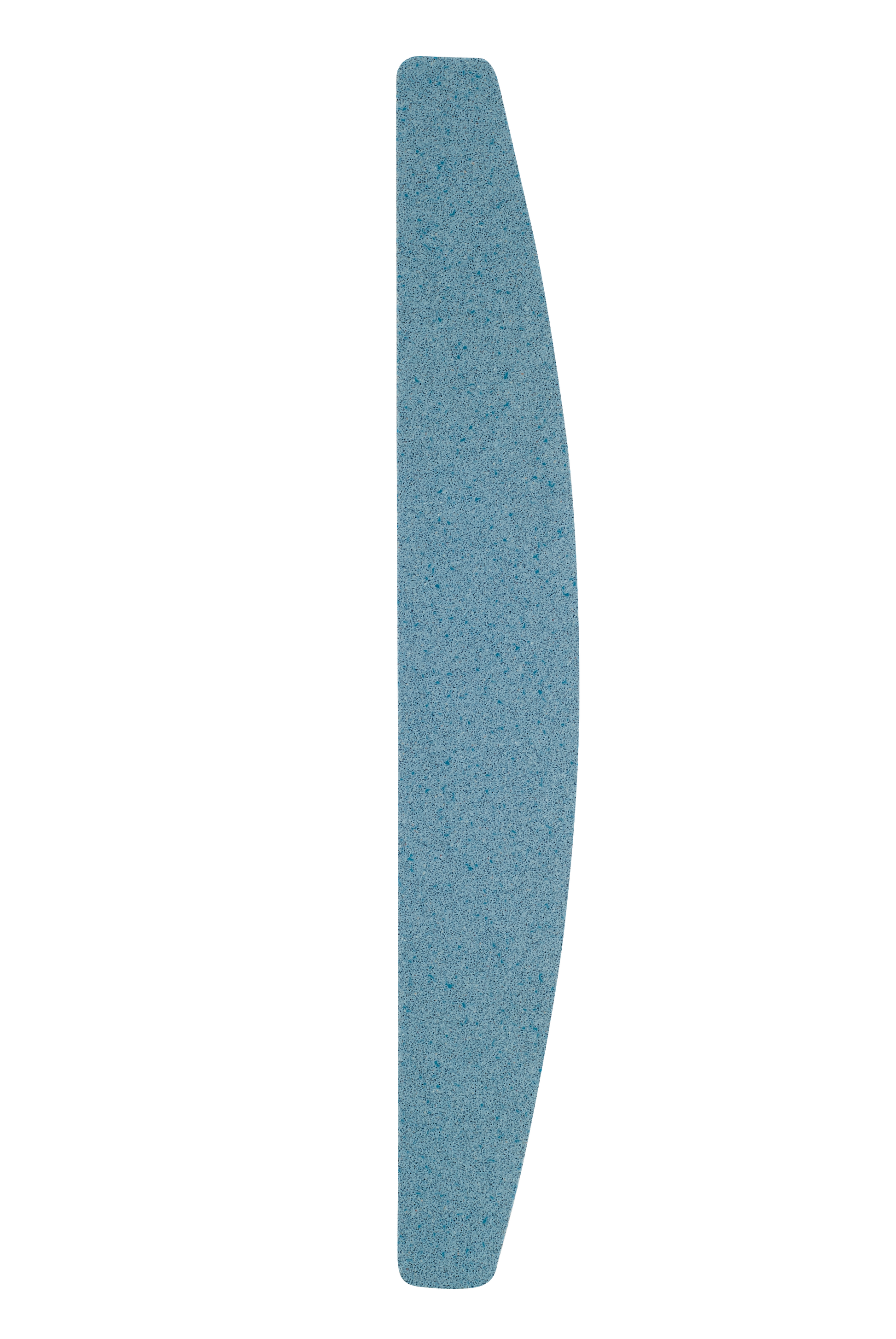 A close-up image of a broken Staleks surfboard, showing jagged edges where the board has snapped. The surfboard is blue with visible foam and fiberglass textures enhanced by abrasive grit.