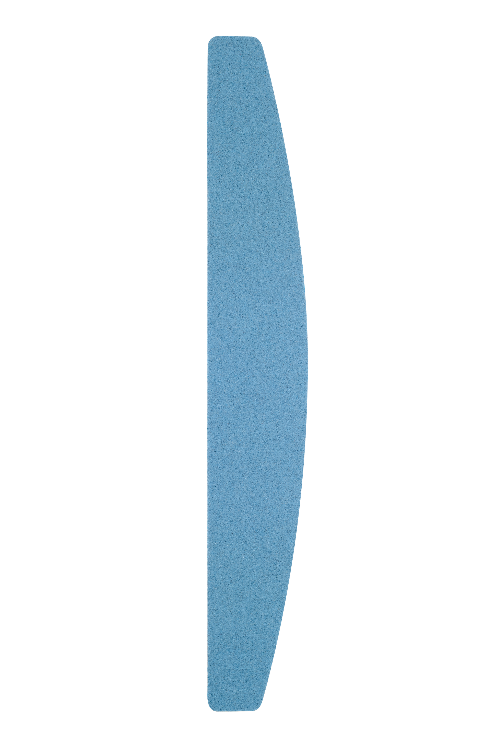 A blue and white STALEKS PRO Disposable files for crescent nail file (soft base) 30 pcs EXCLUSIVE 40 sculpture with a sleek, smooth surface and minimalist design, coated in abrasive grit, isolated on a black background.