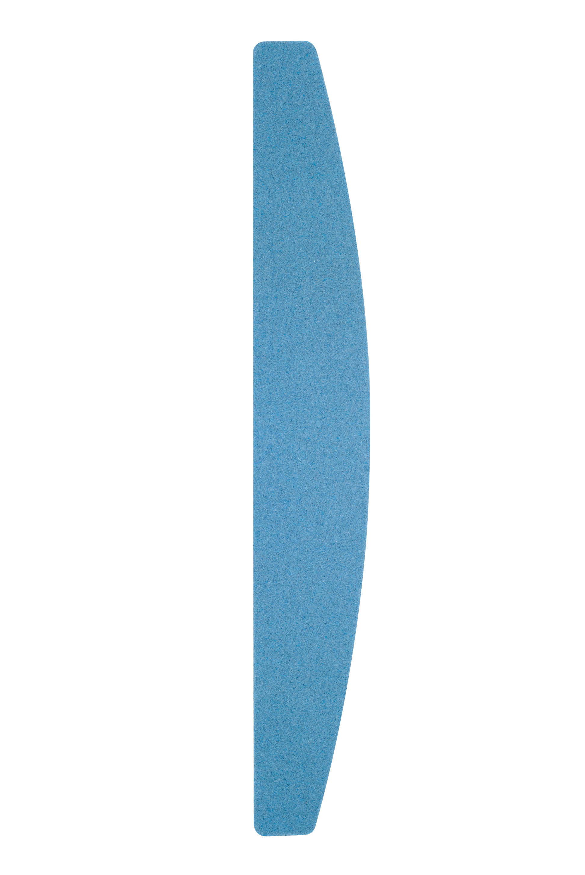 A minimalistic image featuring a curved blue shape on a white background, creating a sharp contrast and a sense of simplicity with an abrasive grit texture using Staleks STALEKS PRO Disposable files for crescent nail file (soft base) 30 pcs EXCLUSIVE 40.