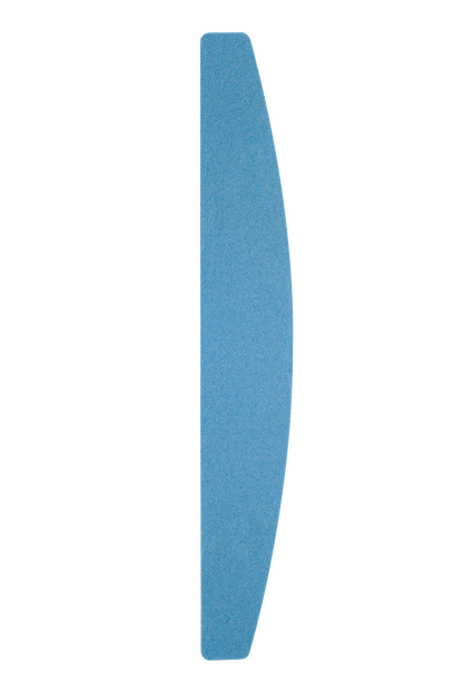 A minimalistic image featuring a curved blue shape on a white background, creating a sharp contrast and a sense of simplicity with an abrasive grit texture using Staleks STALEKS PRO Disposable files for crescent nail file (soft base) 30 pcs EXCLUSIVE 40.