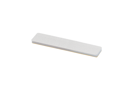 Sentence with replaced product:
An abstract image featuring an asymmetrical, textured Staleks PRO White disposable files for short file (polishing file) EXPERT 51 240 grit (10 pcs) shape with gold and blue accents, on a 240 grit background.