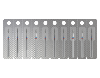 The Staleks PRO Diamond Nail Drill Bit DUO Cone EXPERT (2.5 mm head, 8 mm working part) is individually packaged for precision and hygiene—perfect for hardware manicure or pedicure procedures.
