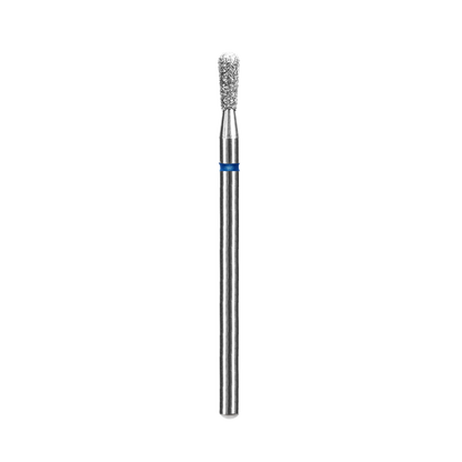 The image shows a single STALEKS PRO Diamond Nail Drill Bit (Frustum), EXPERT, head diameter 2.5 mm, working part 8 mm by Staleks, standing vertically against a solid black background.