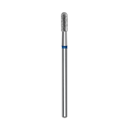 The STALEKS PRO Diamond Nail Drill Bit (Rounded Cylinder) by Staleks, with a 2.3 mm head and 6.5 mm working part, is a hardware manicure tool ideal for polishing nails against a bold black background.