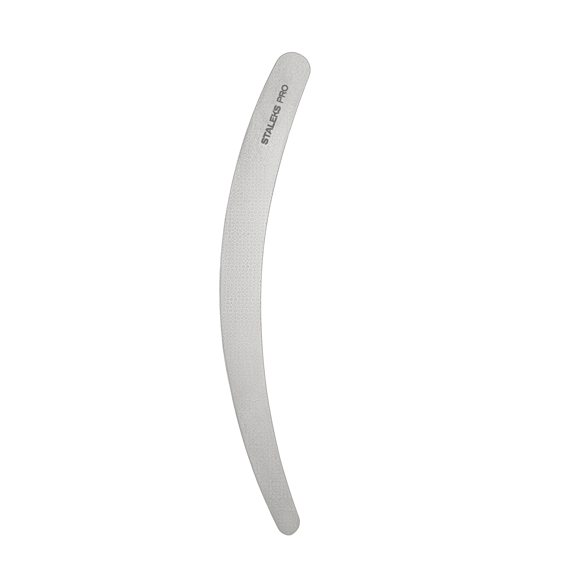 The STALEKS PRO Laser Nail File EXPERT 10 (170 mm, curved) by Staleks features durable stainless steel with "STALKS PRO" printed near the top, shown against a black background and designed for long-lasting use.
