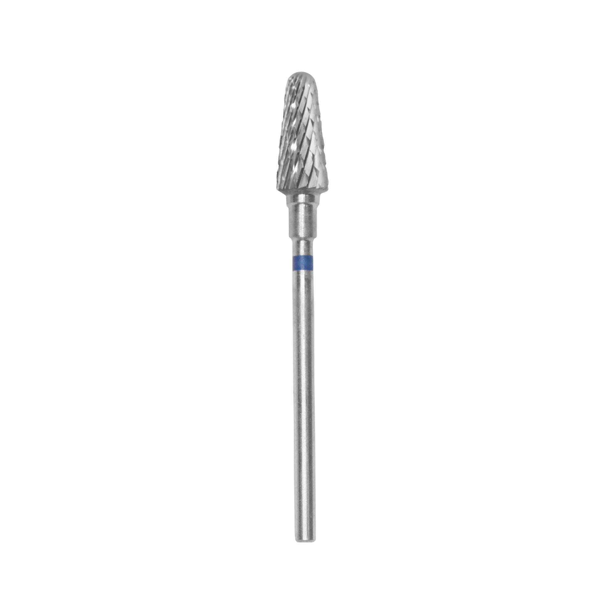 The STALEKS PRO Carbide Nail Drill Bit Frustum Blue by Staleks features a 6 mm head and 14 mm working part, ideal for hardware manicures or artificial nail removal, shown against a white background.