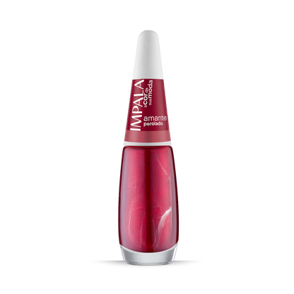 A 7.5 ml bottle of Impala Regular Nail Polish in the pearlescent red shade "Amante Perolado," featuring a white cap and front label, set against a plain white background.