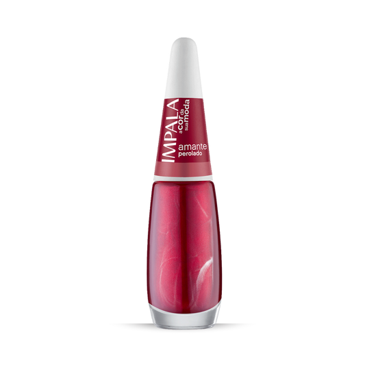 A 7.5 ml bottle of Impala Regular Nail Polish in the pearlescent red shade "Amante Perolado," featuring a white cap and front label, set against a plain white background.