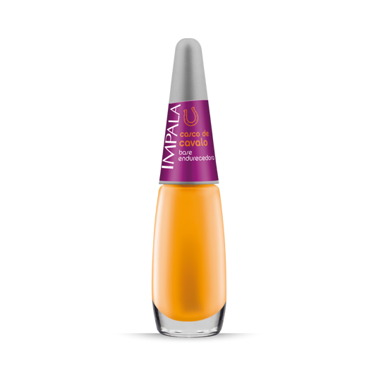 Orange bottle with a purple label on a white background