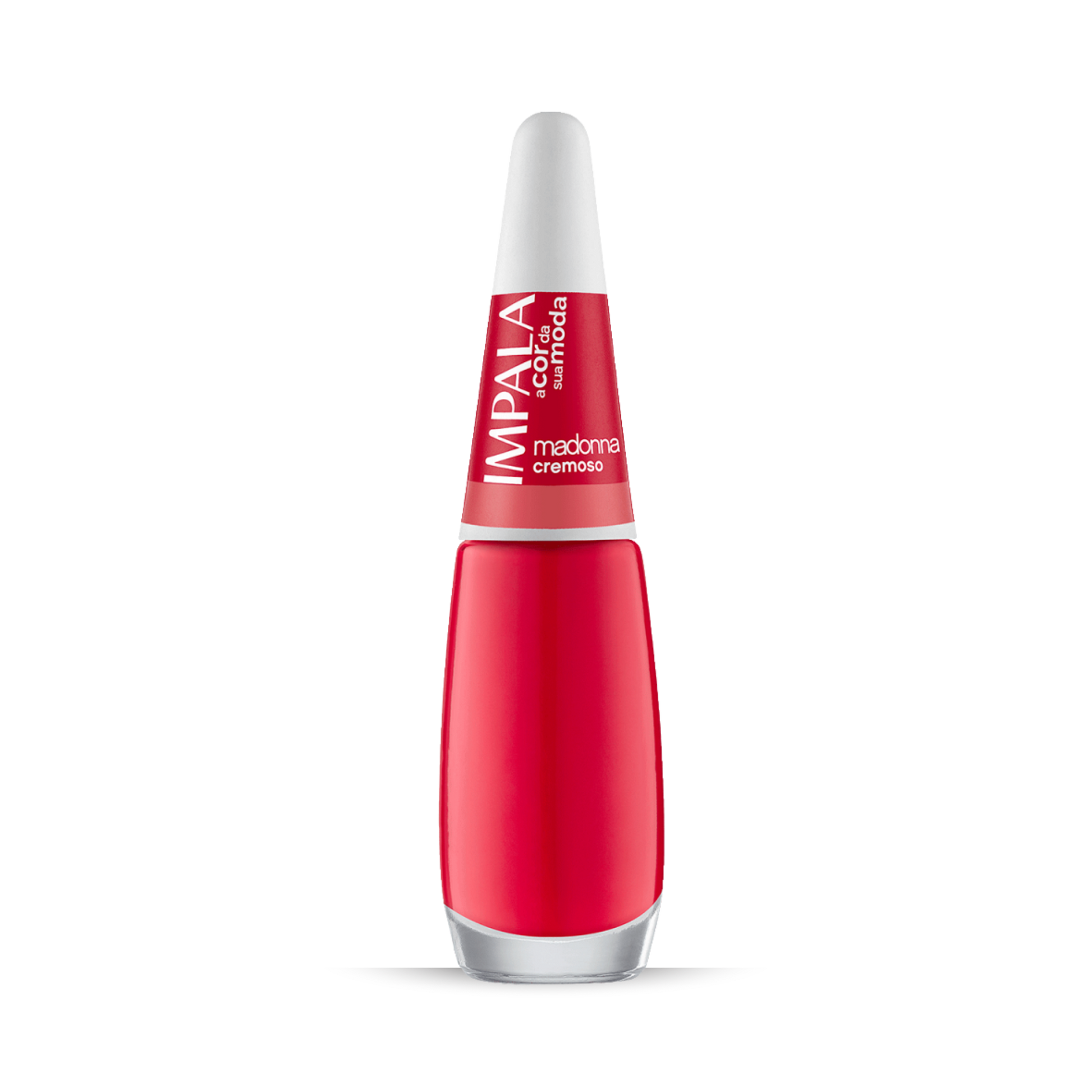 Impala Regular Nail Polish Creamy in Ruby Red "Madonna" (7.5 ml) gives bold Brazilian flair—perfect for statement nails. Features a white cap and red label on top.