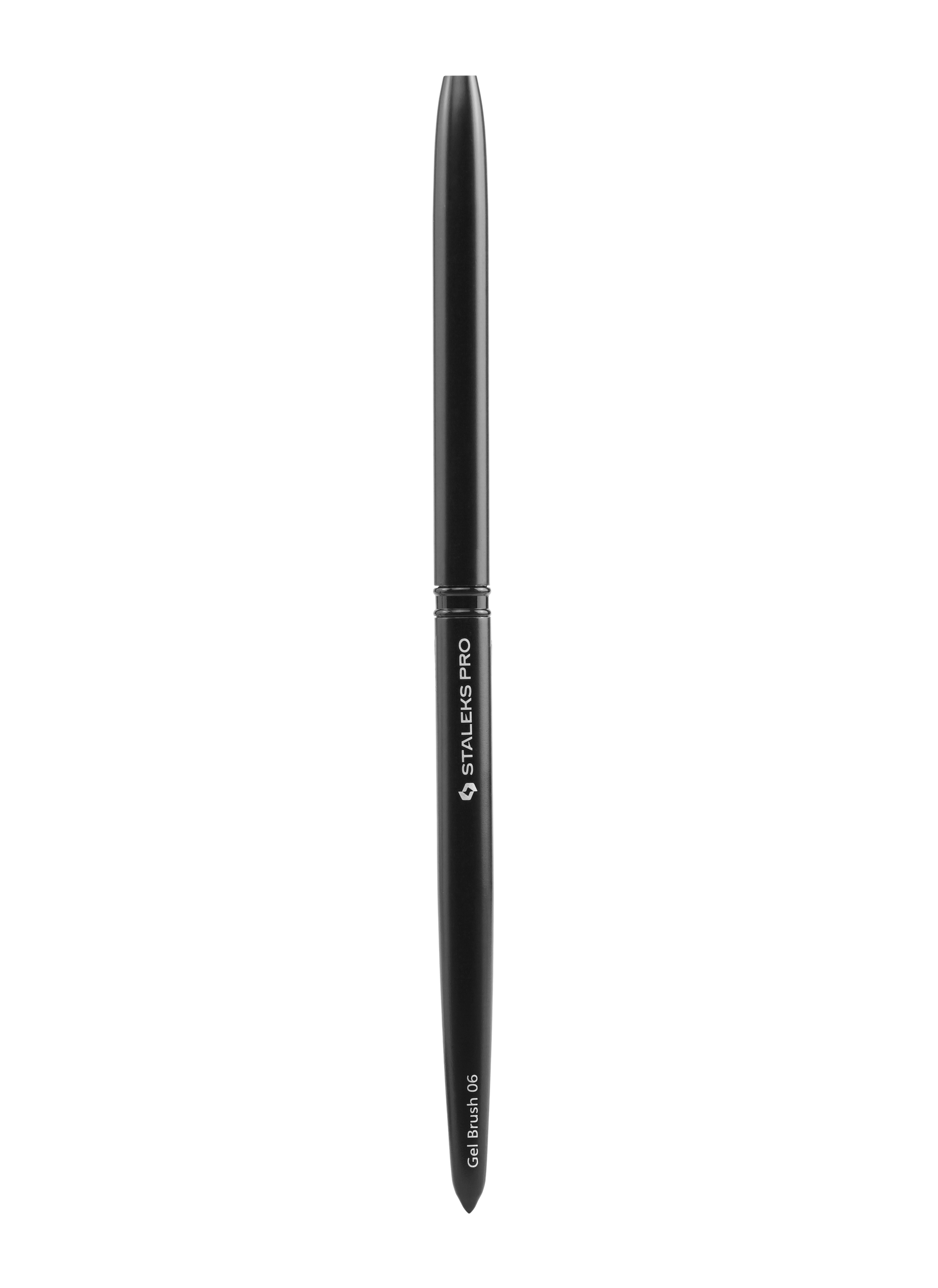 A Staleks PRO gel brush with a 6 mm width and 11 mm length, labeled "EXPERT," is shown vertically against a plain background.