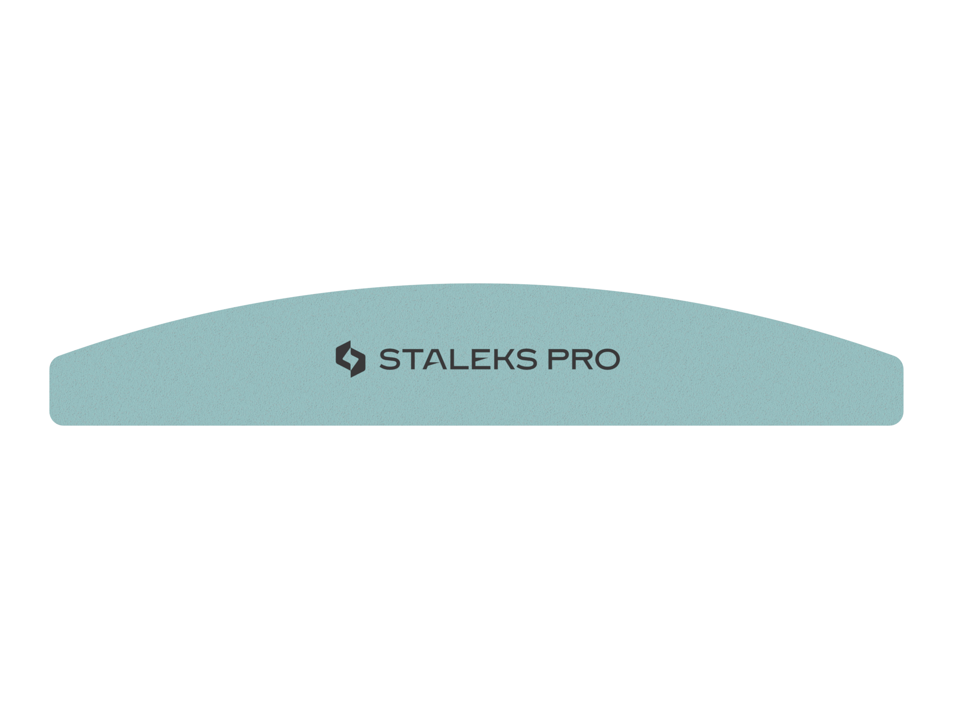 A light blue, crescent-shaped STALEKS PRO Polishing Buff Expert 41 (400/3000 grit, 1 pc) with logo in black at the center, ideal for manicures and pedicures. Shown on a white background.